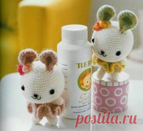 Амигурами - зайка в юбочке, описание вязания игрушки / Вязание игрушек на спицах и крючком, схемы и описание / КлуКлу. Рукоделие - бисероплетение, квиллинг, вышивка крестом, вязание