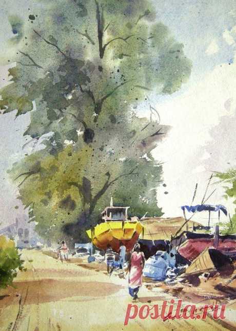 Kishor Govikar. Акварель