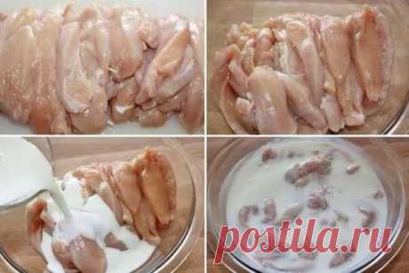 Тушеная куриная грудка в кефире