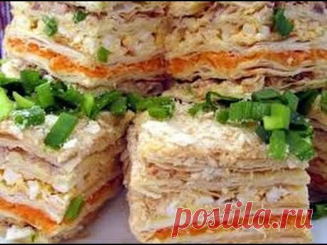 Торт закусочный "Наполеон" с рыбной консервой- Оочень вкусный