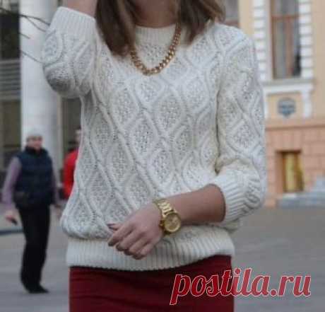 Узор для пуловера с ромбами.