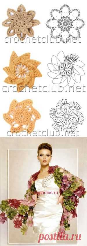 Вязаные цветы и схемы | Подружки
