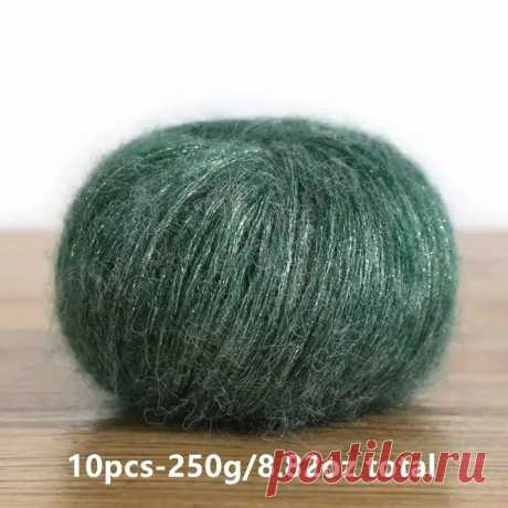 10шт-250г/8.82oz общая пряжа из мохера и шелка, , многоцветная, градиентная, двухцветная, однотонная , толстые клубки пряжи для вязания, крючком, мягкие теплые модные свитера, шарфы, шапки, перчатки - arts, crafts & sewing - Temu Moldova