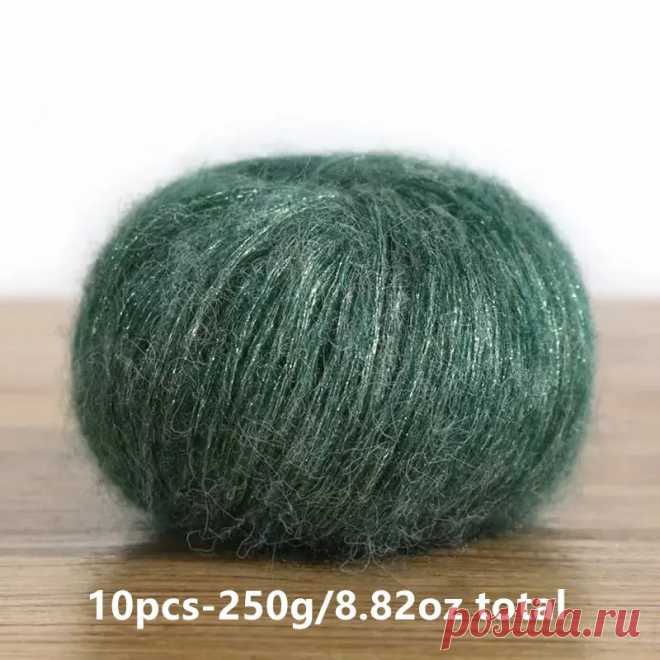 10шт-250г/8.82oz общая пряжа из мохера и шелка, , многоцветная, градиентная, двухцветная, однотонная , толстые клубки пряжи для вязания, крючком, мягкие теплые модные свитера, шарфы, шапки, перчатки - arts, crafts & sewing - Temu Moldova