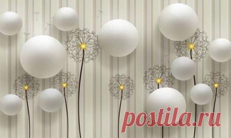 Фотообои "Одуванчики на стене" - (A7142)