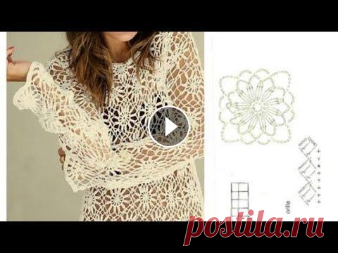 Пляжная туника (платье). Вязание крючком. Схемы. crochet Пляжная туника (платье). Вязание крючком. Схемы. crochet...