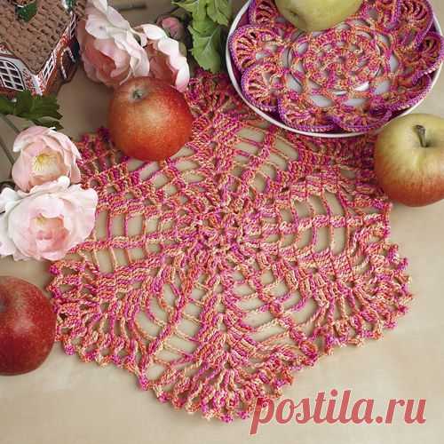 Скачайте схемы Цветная салфетка. , вид рукоделия Филейное вязание - Валентина.ру