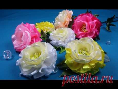 Easy ribbon flowers/Simples flores de las cintas/Простой цветок из лент