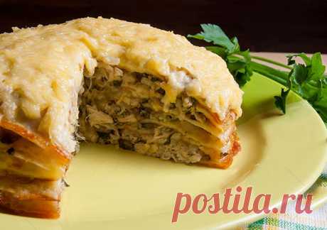 Блинный торт с курицей и грибами — Домашние заботы