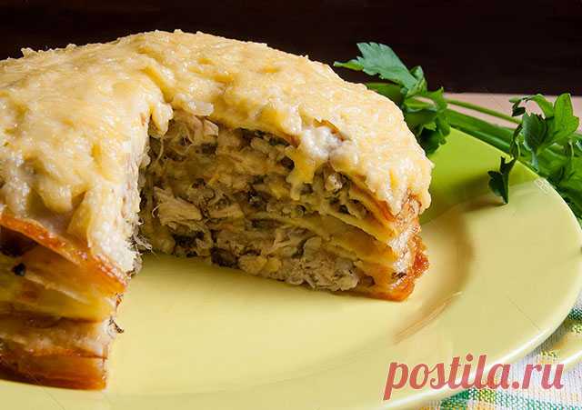 Блинный торт с курицей и грибами — Домашние заботы