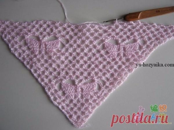 Шаль крючком схемы. Шаль узором бабочка крючком + схема