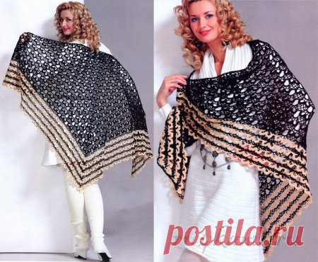 Шаль крючком вязаная из мотивов » Сайт "Ручками" - делаем вещи своими руками