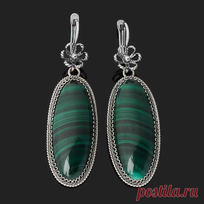 5.590 р-Купить Серьги малахит Конго (нейзильбер, биж. сплав) Доставка по всему миру! Заходи и покупай сейчас! | Интернет-магазин Минерал Маркет - 410812