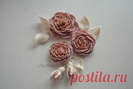Сrochet set 3pcs Сrochet flower Irish crochet Flower applique
