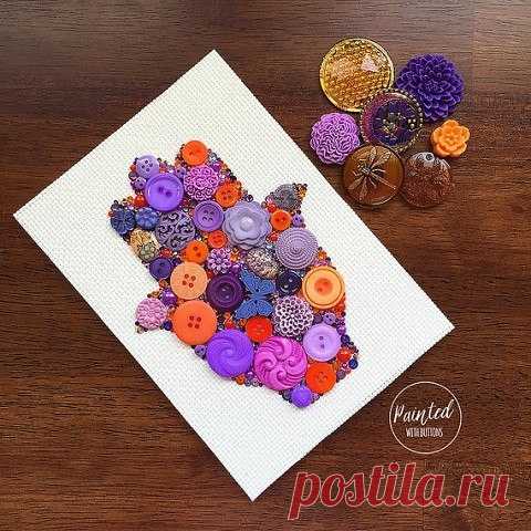 Потрясающие коллажи из пуговиц