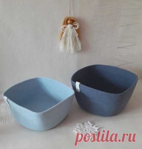 Купить набор квадратных корзин ручной работы у мастера без наценок | DIY Рукоделие - Декор для дома