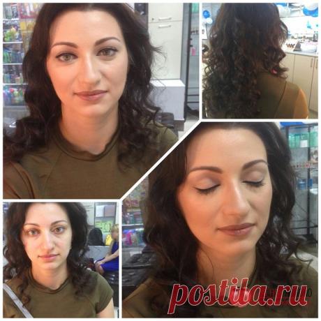 Превосходный😍 дневной макияж💄 от мастера Анны👸 и укладка на длинные волосы👯 от стилиста Виктории💜 м.Таганская