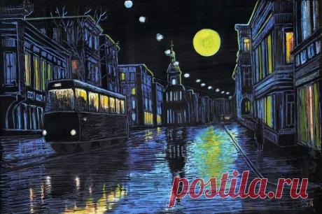 ночной городской пейзаж рисунок: 6 тыс изображений найдено в Яндекс.Картинках