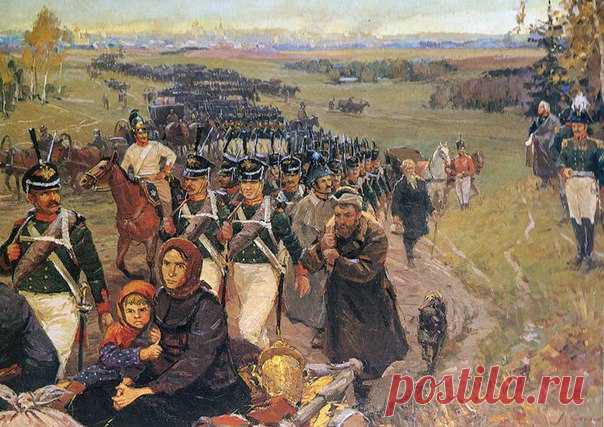 Русский солдат во время воны 1812 года был как вьючная нагруженная лошадь. Каждый нёс на себе ружья, холодное оружие, и также набитые до отказа ранцы и подсумки плюс к всему шинель, фляжку и продуктовый паёк. Суммарный вес всей амуниции и вооружения достигал до 45 кг и выше! В наше время трудно себе такое представить. Так еще при этом переход войск в боевых, полевых условиях составлял от 25 до 55 км в день. / История цивилизаций!