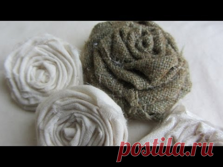 How to Make Adorable Vintage Shabby Chic Rolled Fabric Roses Tutorial - YouTube