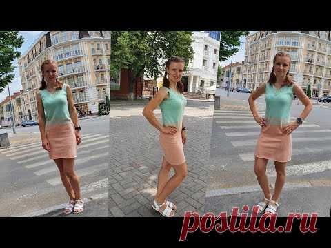 Вяжем пройму. Платье Мята-абрикос с ажурной горловиной. ЧАСТЬ 2