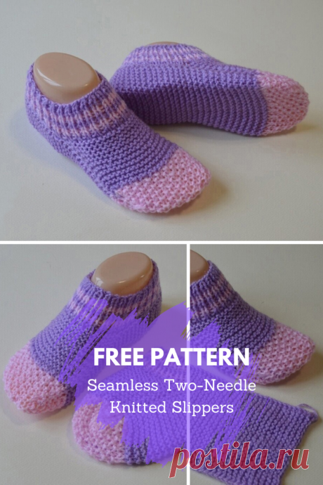 Seamless Two-Needle Knitted Slippers