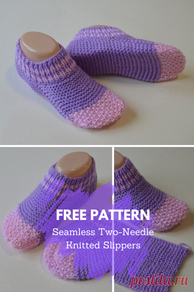 Seamless Two-Needle Knitted Slippers