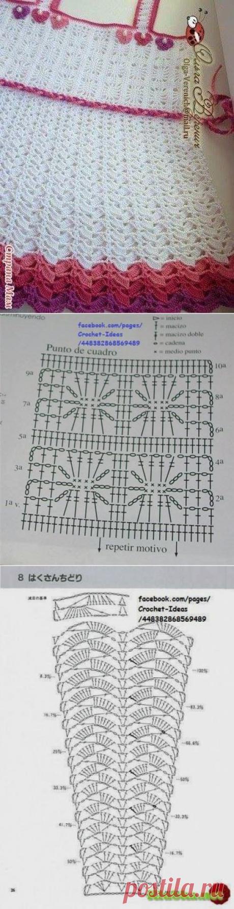 فستان لبنوته من الكروشيه ~ خيط وابره