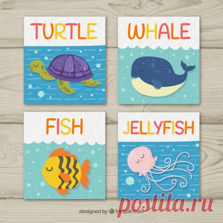 Счастливая коллекция карточек с симпатичными морскими животными Более миллиона свободных векторов, PSD, фотографии и бесплатные иконки. Эксклюзивные халявы и все графические ресурсы, которые необходимые для ваших проектов