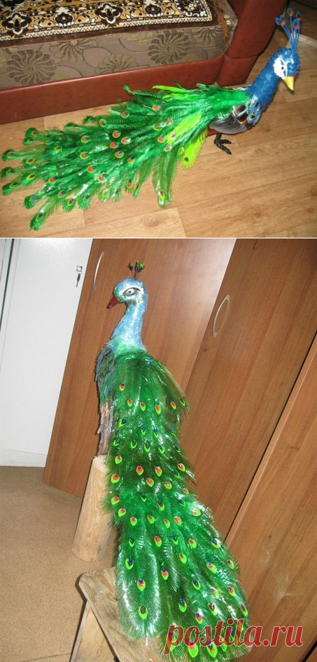 Павлин из пластиковых бутылок