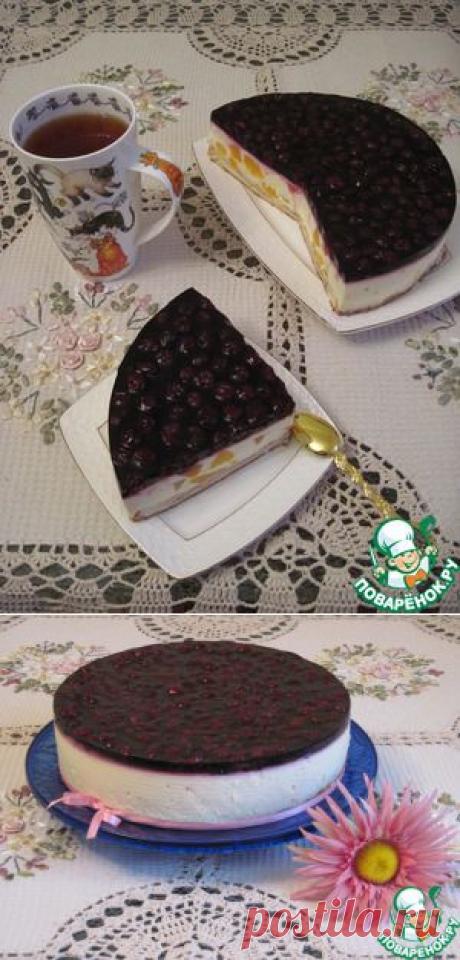 Творожное чудо с заварным кремом, персиками, вишней и слоеным тестом - кулинарный рецепт