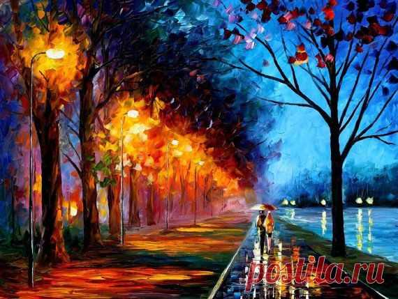 Alley By The Lake 2 — PALETTE KNIFE Landscape Modern Wall Art Oil Painting On…