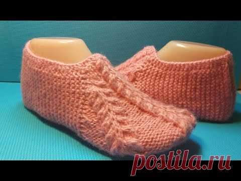 #559​ ТАПОЧКИ СПИЦАМИ БЕЗ ШВОВ С КРАСИВЫМ НОСИКОМ. МАСТЕР КЛАСС.