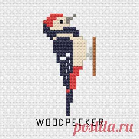a cross stitch pattern with the words woodpecker on it