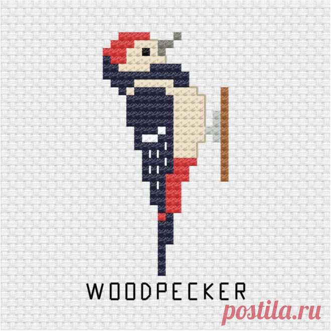 a cross stitch pattern with the words woodpecker on it