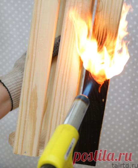 Декупаж хлебного короба. Обжиг, браширование и вживление в дерево.