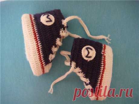 Вязание крючком пинеток-кед / Вязание для детей / В рукоделии