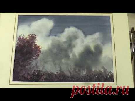 Облака очень легкая техника. Акварель. Very easy technique to create the dramatic clouds in w/c