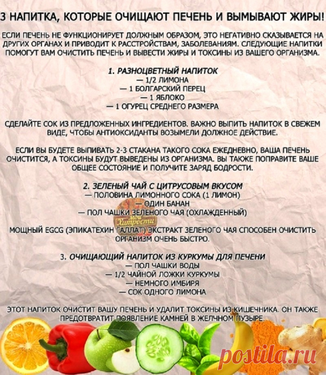 Три напитка которые очищают печень и вымывают жиры