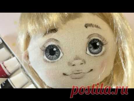 Рисуем лицо текстильной кукле. Часть 2. МК роспись лица акриловыми красками.