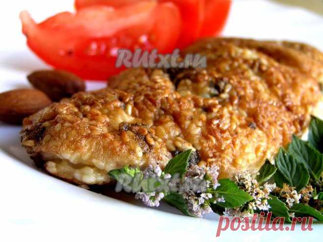 Свиная отбивная в яично-мятной панировке с кунжутом | Четыре вкуса