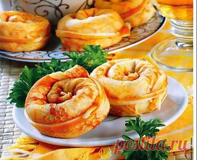 Блинная улитка с грибным жюльеном на Масленицу » Вкусные кулинарные рецепты 2013. Кулинарные рецепты на любой вкус. Рецепты первых и вторых блюд, рецепты салатов, закуски и десерты, коктейли и напитки