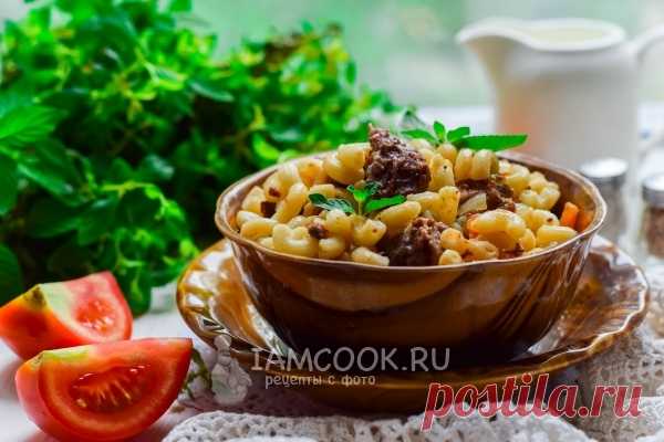 Макароны с тушёнкой на сковороде — рецепт с фото пошагово