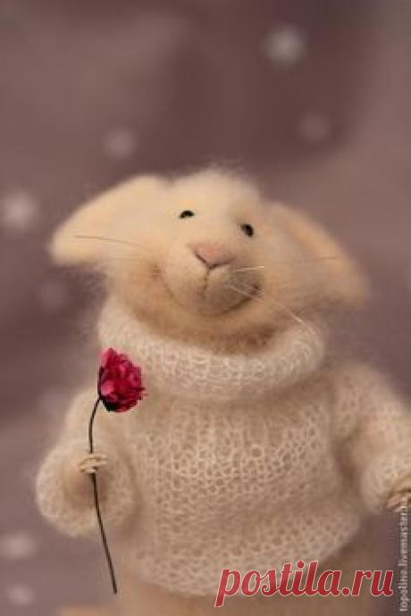 Мышонок Персик - мышка,мышонок,мышь игрушка,мышка игрушка,игрушка из шерсти