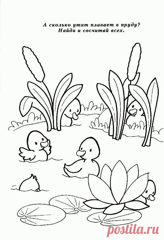 Картинка раскраска утенок
