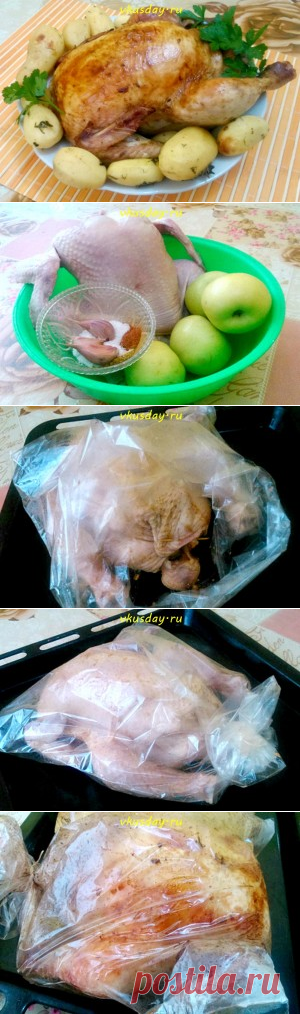 Курица в духовке с яблоками | Вкусный день