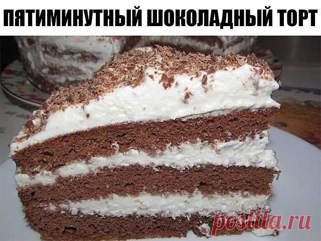 Пятиминутный шоколадный торт - Образованная Сова Ингредиенты: Для теста: ● Кефир или простокваша -300 г ● Сахар – 1 стакан ● Яйца – 2 шт. ● Растительное масло – 2 ст. л. ● Какао – 2-3 ст. л. ● Сода – 1 ч.л. ● Мука – 2 стакана Для крема: 1- вариант – сметанный крем ● Сметана – 400 г ● …