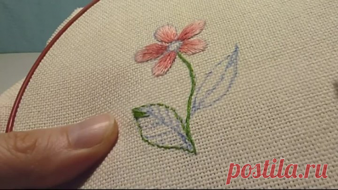 Вышивка гладью для начинающих 'Цветок' satin stitch embroidery for beginners Flower
