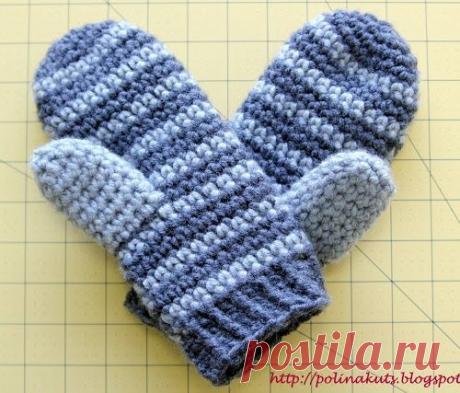 Очень подробный мастер-класс от Polina Kuts: Варежки крючком на флисовой подкладке