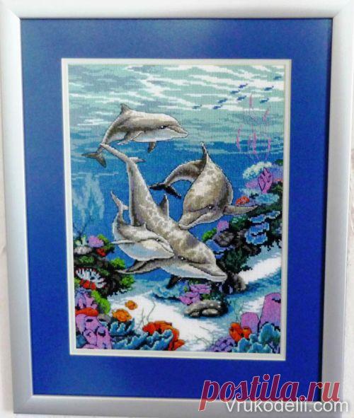 Картина «Дельфины» / Вышивка крестом / В рукоделии